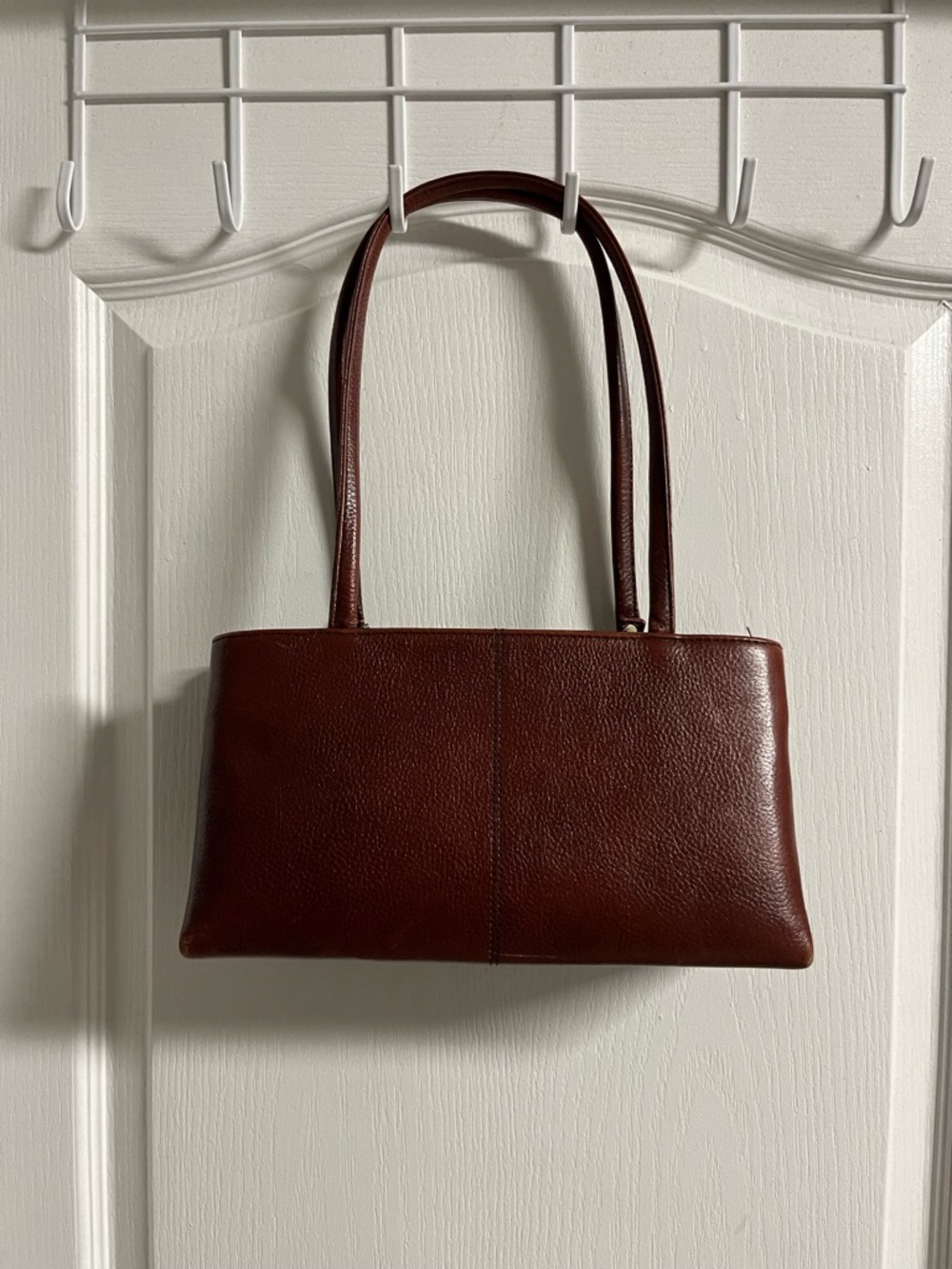 Structured Women's Shoulder Bag in Deep Brown Faux Leather